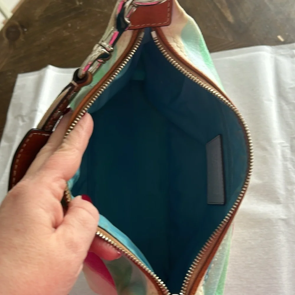 Coach Multicolor Striped Canvas Hobo Bag - Turquoise, Pink, Lime, Orange